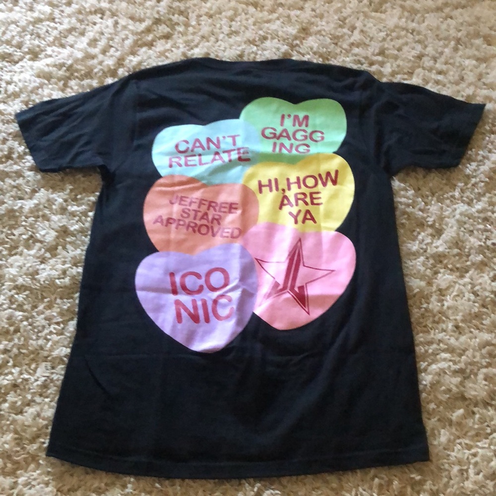 Donating Soon! Spicy Hearts Unisex Black TEE SHIRT with Conversation Hearts